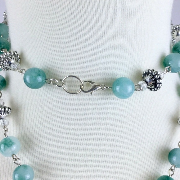 Bohemian Statement Necklace Jade Beaded Tassels - Picture 5 of 8